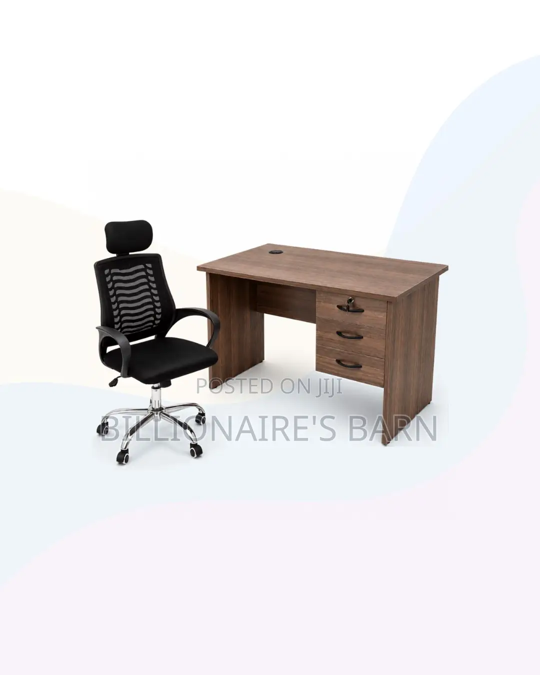 Practical 1m Desk and Headrest Mesh Chair for Office Tasks