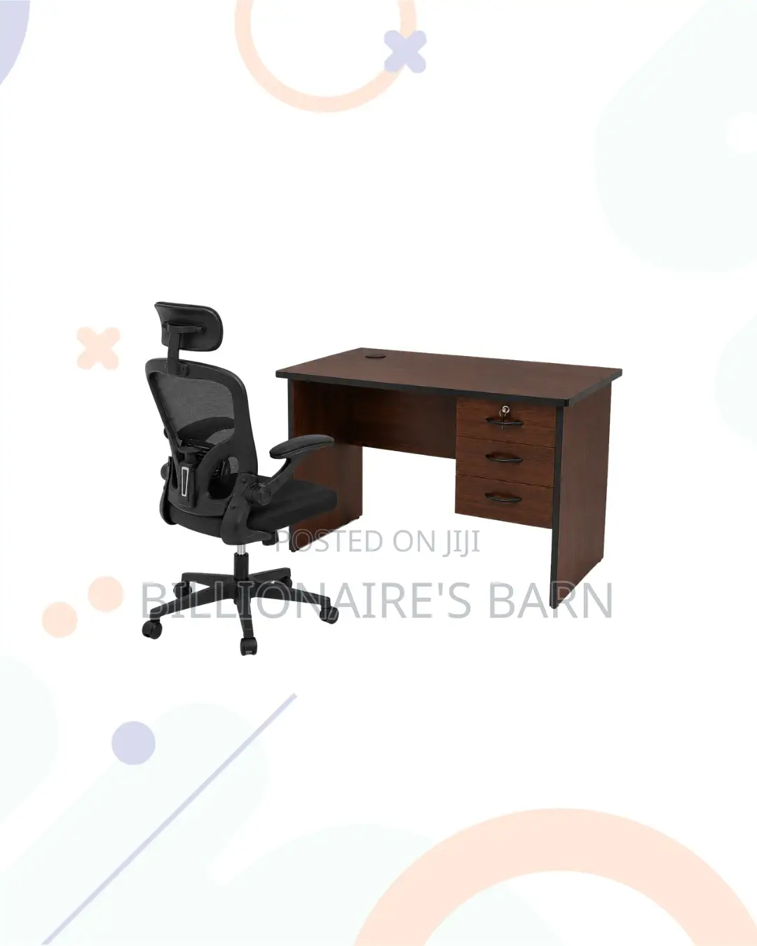 Compact 1m Desk Black Flip-Up Arms Ergonomic Chair for Smooth Routines