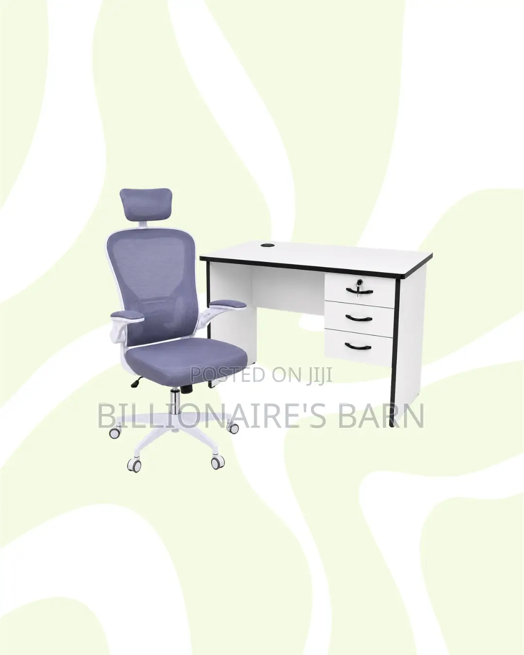 1m Desk and White Flip-Up Arms Ergonomic Chair for Smooth Routines