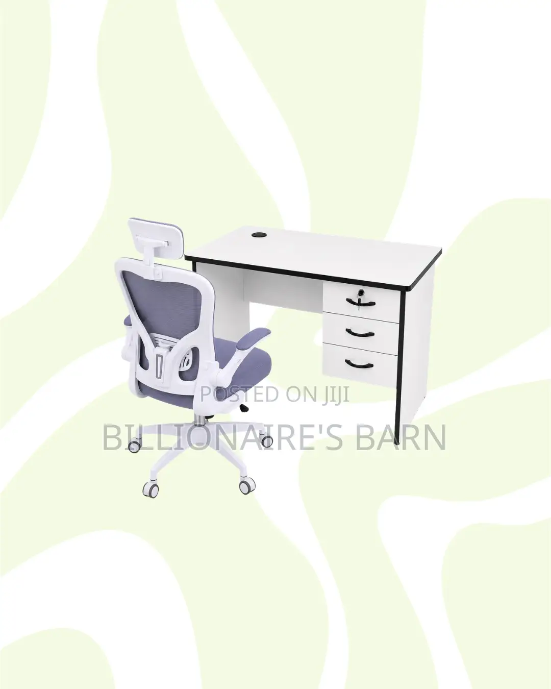 1m Desk and White Flip-Up Arms Ergonomic Chair for Smooth Routines