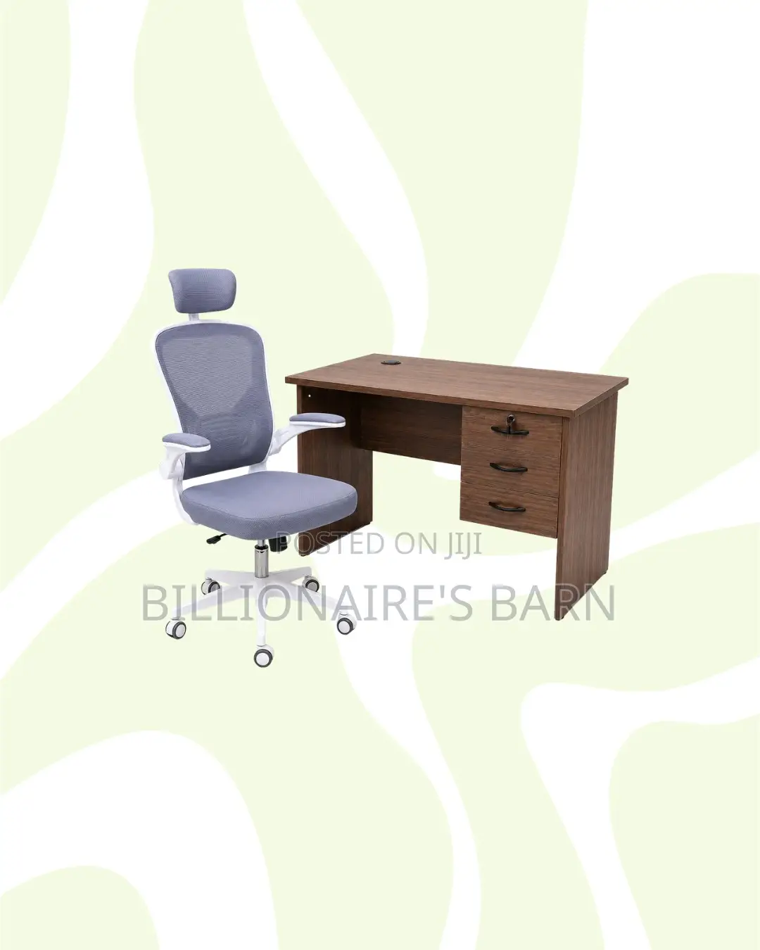 1m Desk and White Flip-Up Arms Ergonomic Chair for Focused Work