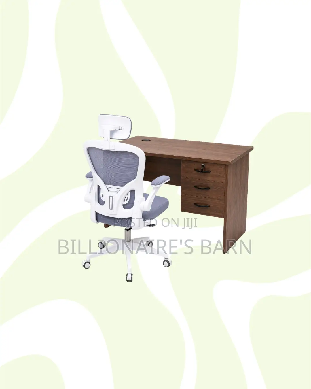 1m Desk and White Flip-Up Arms Ergonomic Chair for Focused Work
