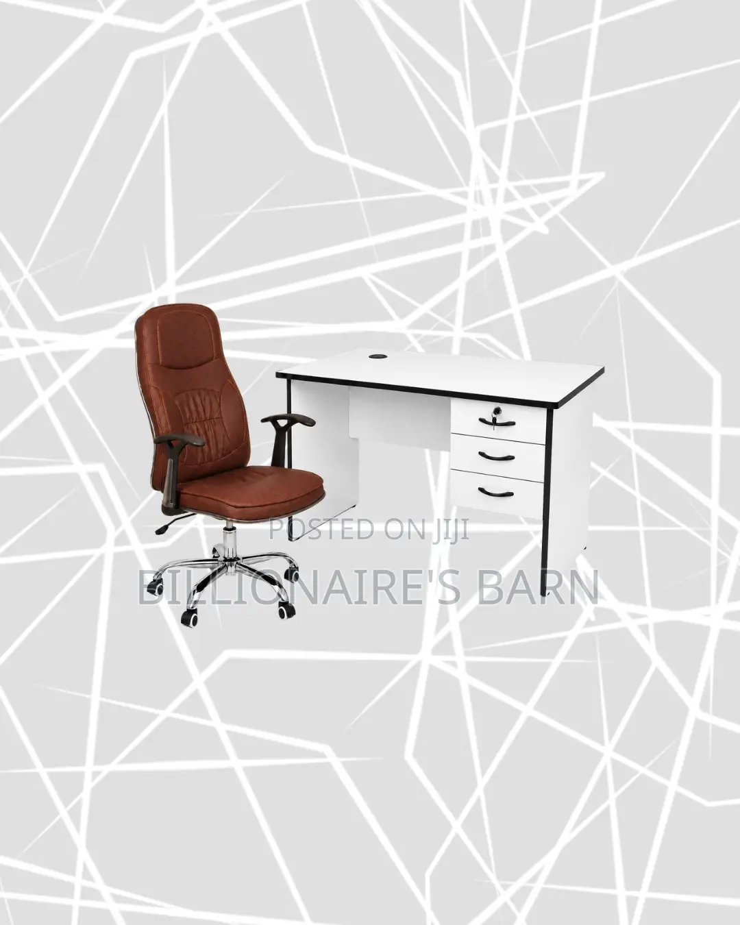 Compact 1m Desk and Brown Executive Leather Chair for Smooth Routines