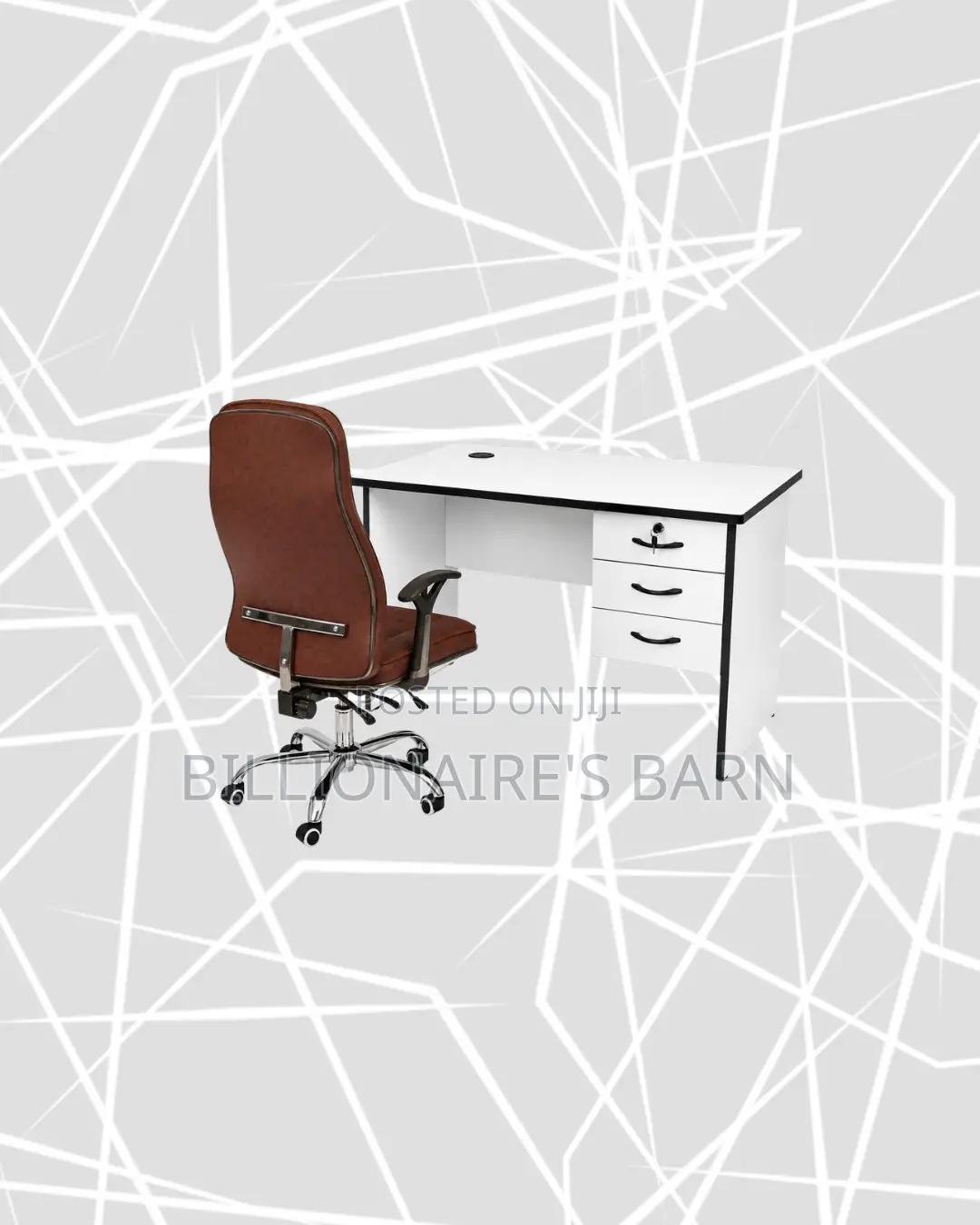 Compact 1m Desk and Brown Executive Leather Chair for Smooth Routines