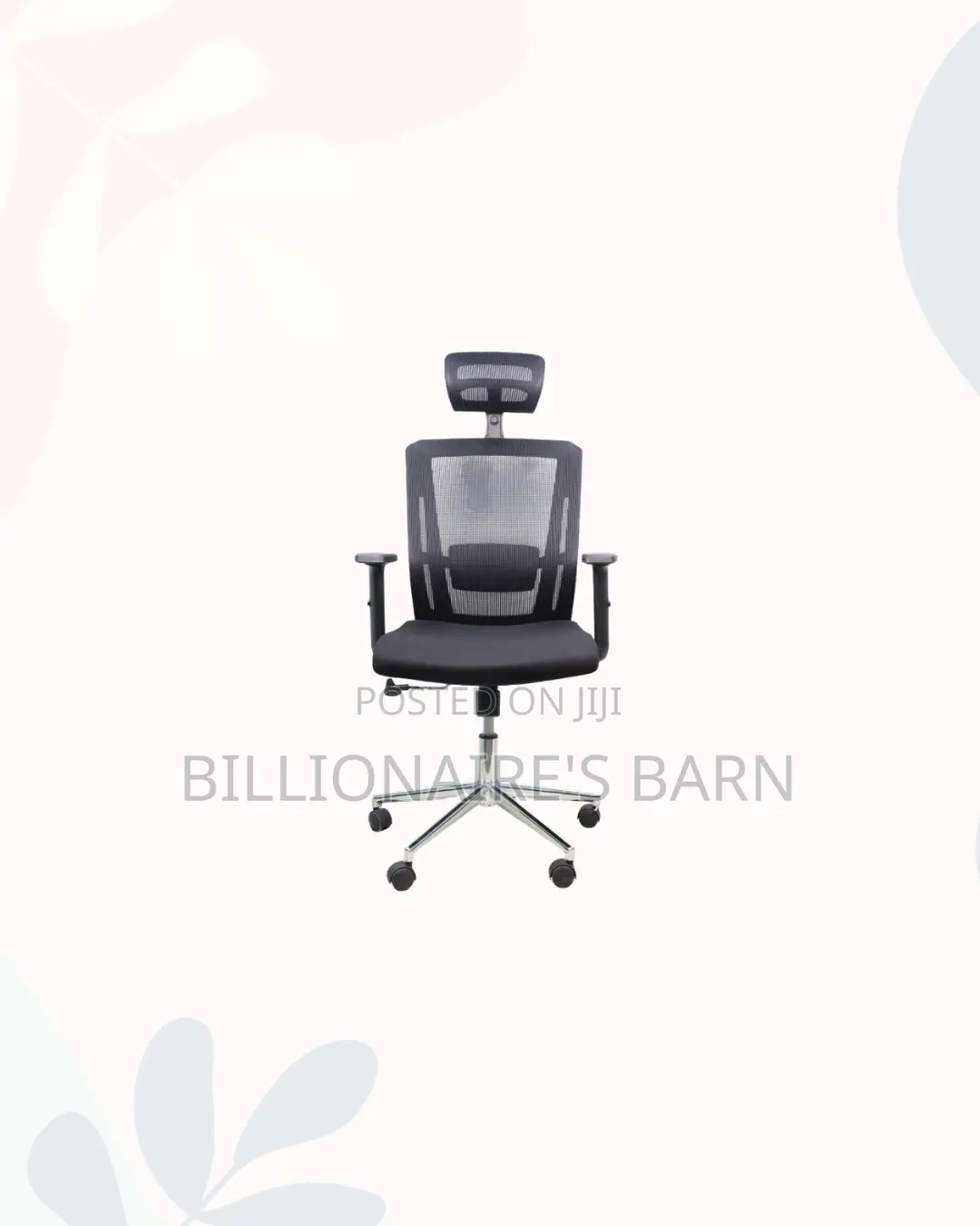 Black Mesh Office Chair With Headrest for Reception and Guest Use