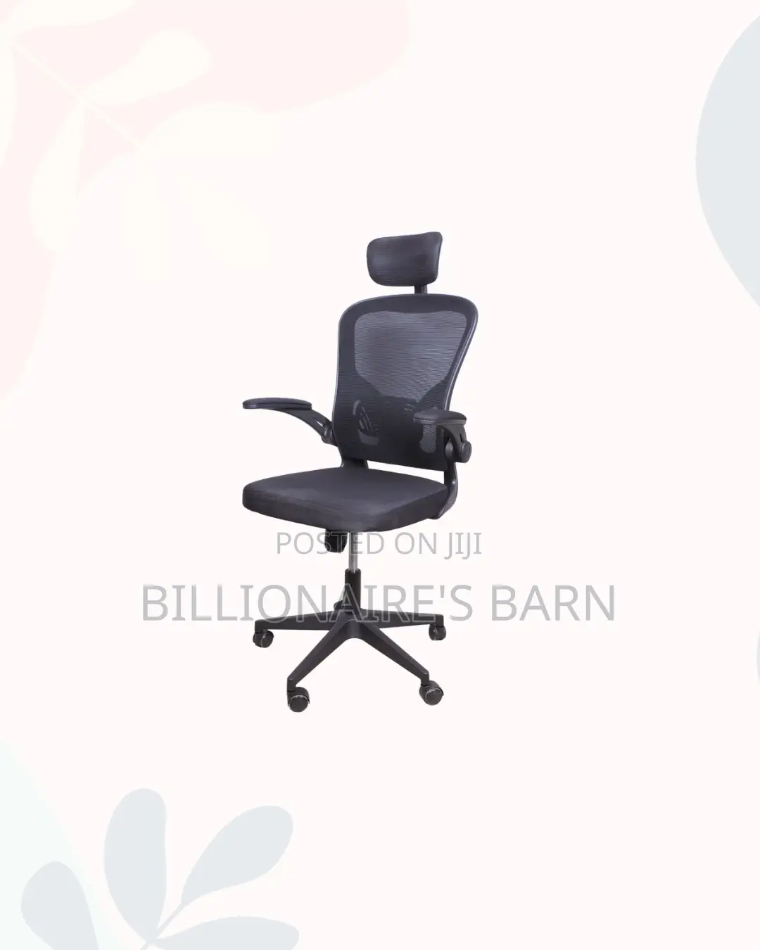 Grey Ergonomic Office Chair With Headrest for Reception and Guest Use