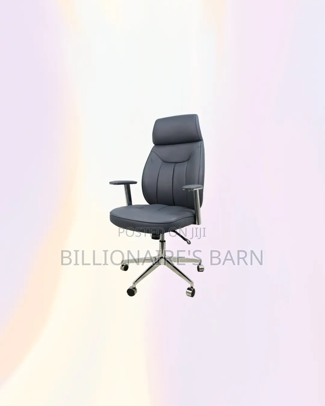 Grey Executive Leather Chair High Back for Reception and Guest Use