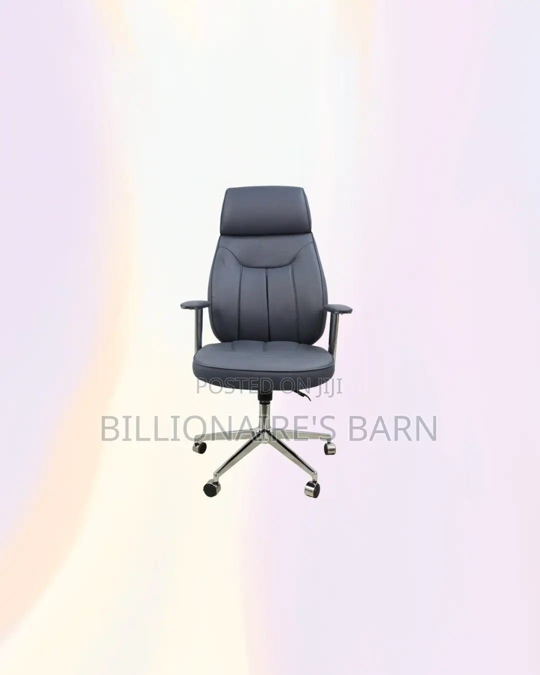 Grey Executive Leather Chair High Back for Reception and Guest Use