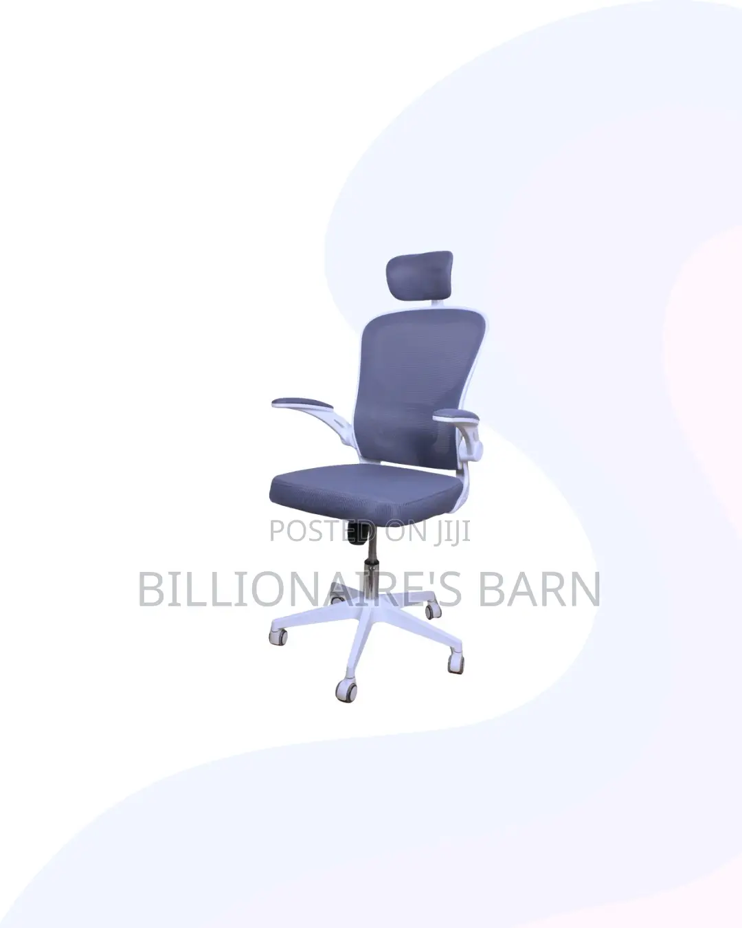 White Ergonomic Office Chair With Headrest for Reception and Guest Use