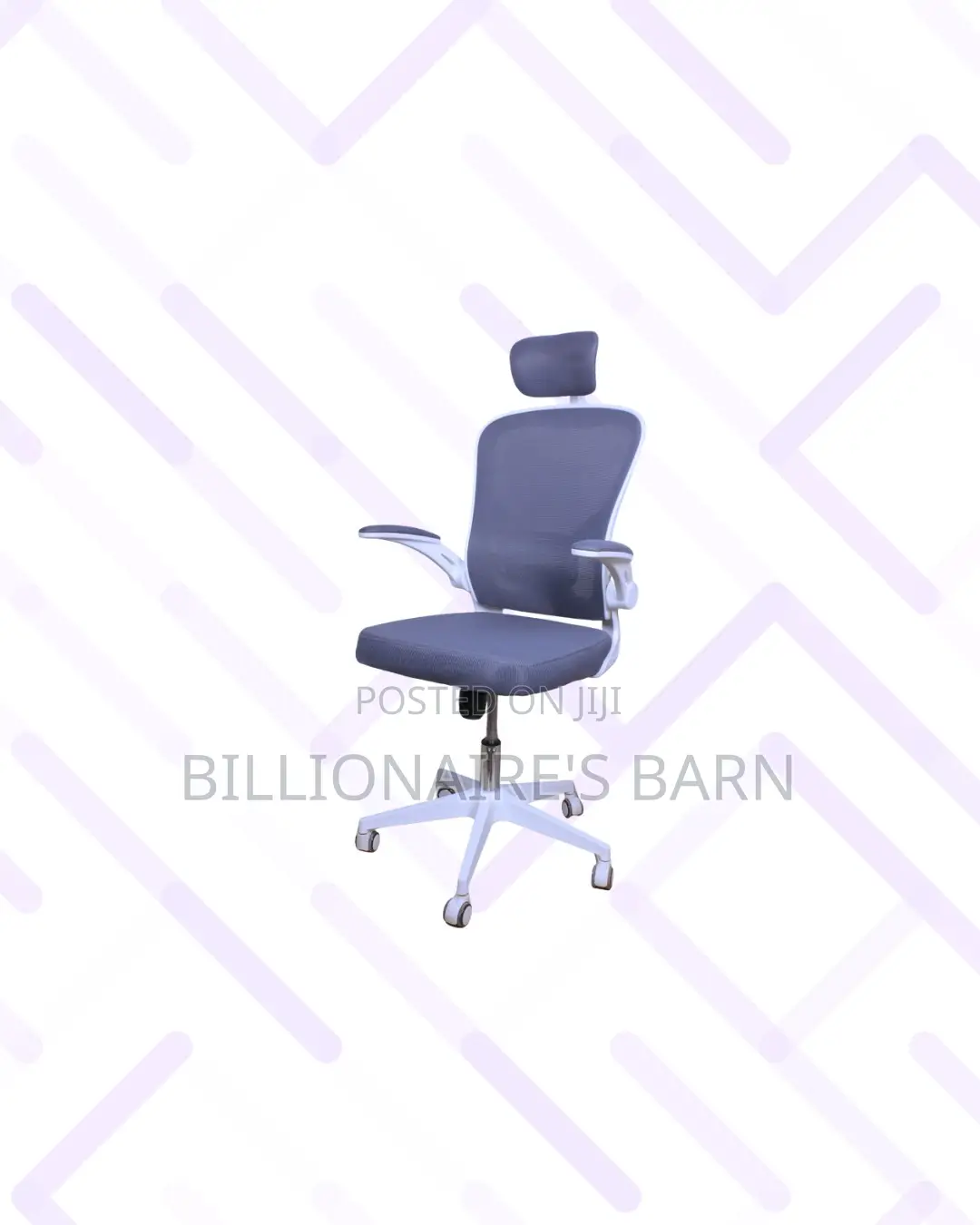 White Ergonomic Office Chair With Headrest for Quiet Floor Movement