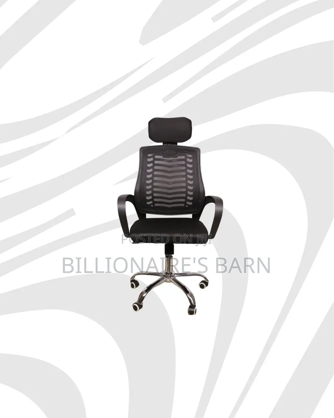 Secretarial Mesh Chair With Headrest for Quiet Floor Movement