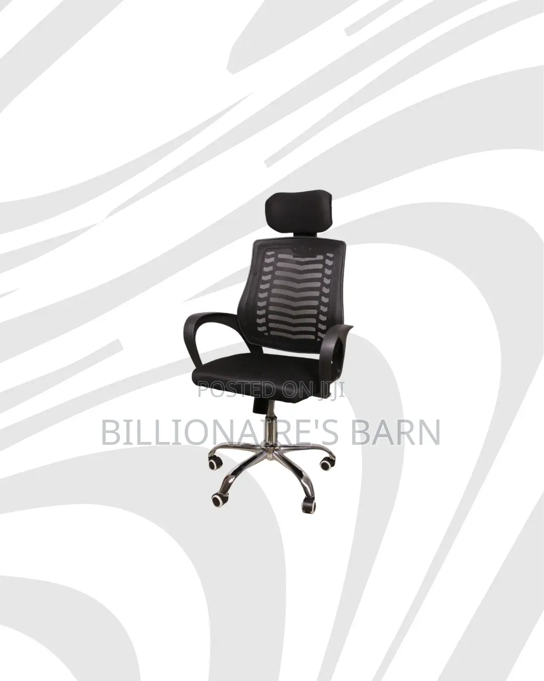Secretarial Mesh Chair With Headrest for Quiet Floor Movement