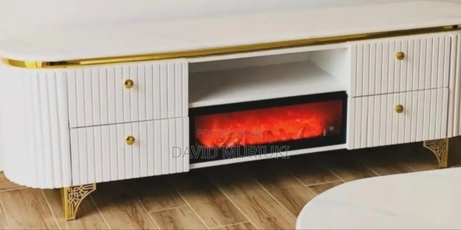 Modern Executive Tv Stand With a Functional Fire Place