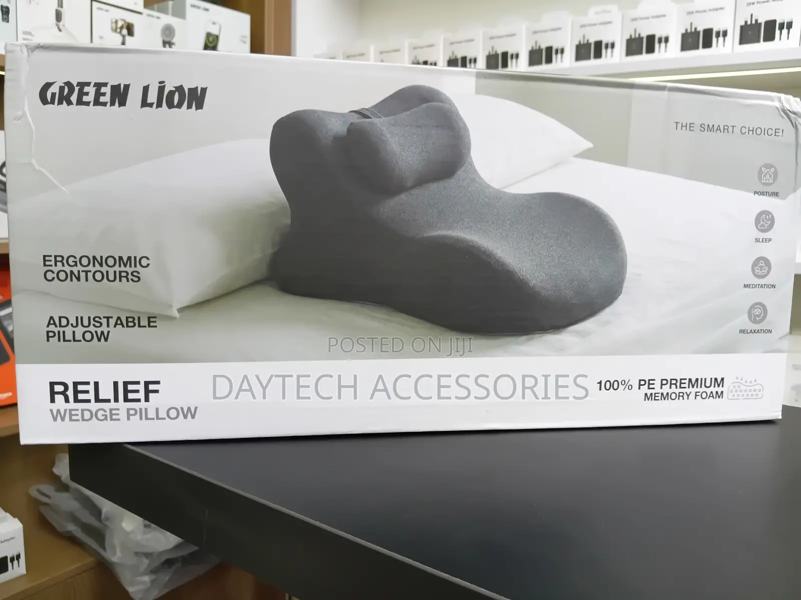 Green Lion Relief Wedge Pillow With Ergonomic Contours.
