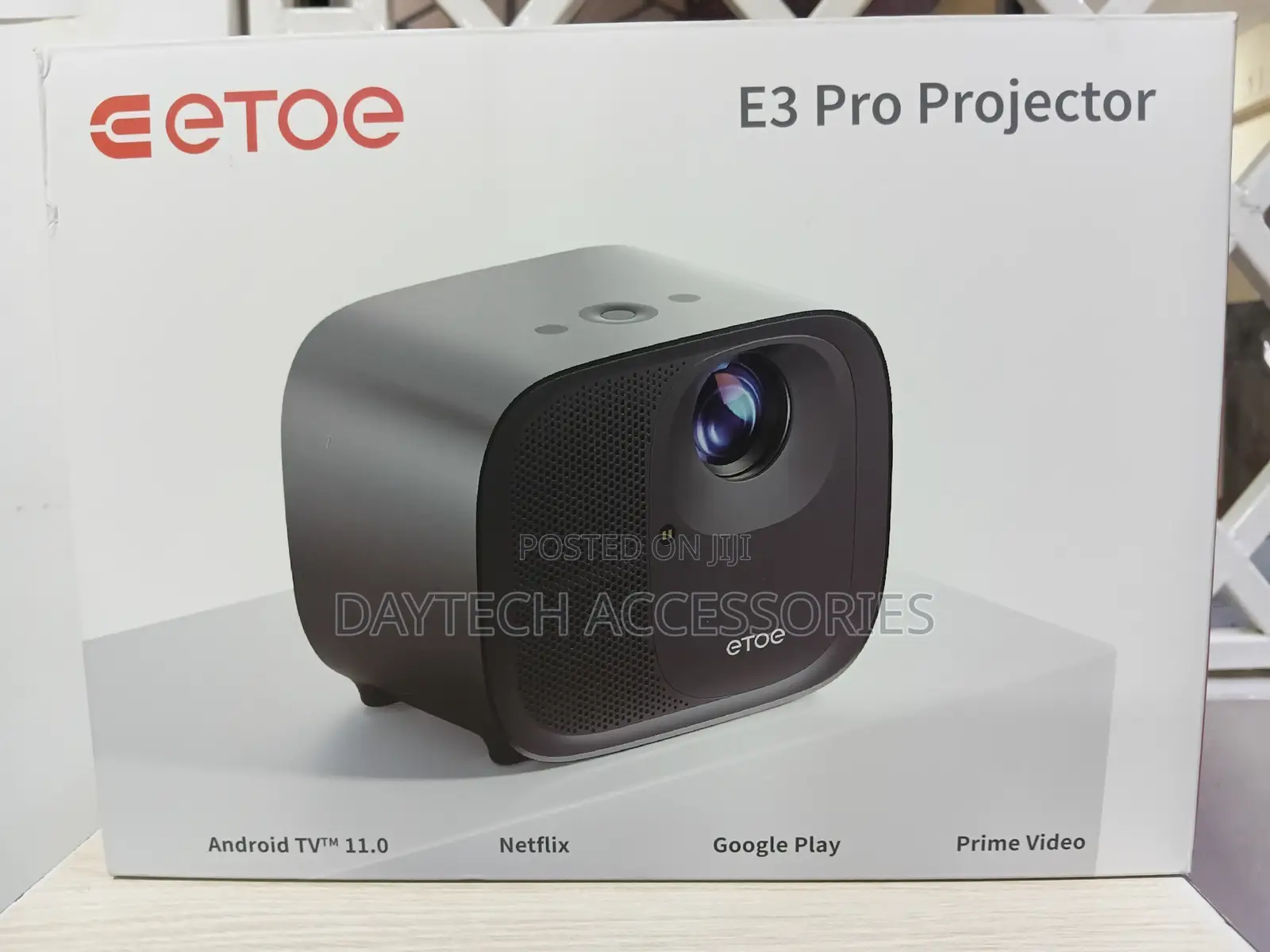 This Is an Etoe E3 Pro 1080p Smart Projector.