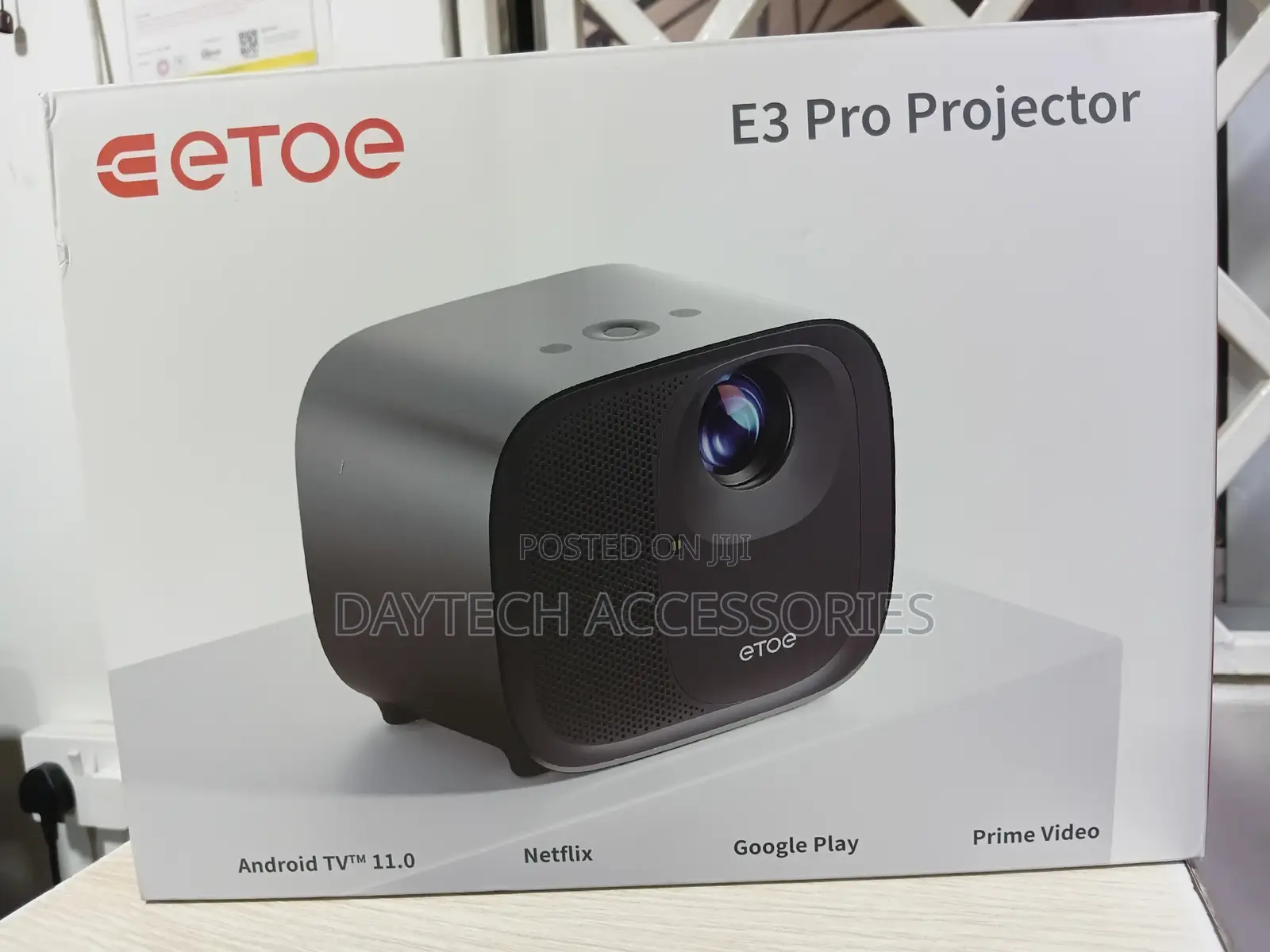 This Is an Etoe E3 Pro 1080p Smart Projector.