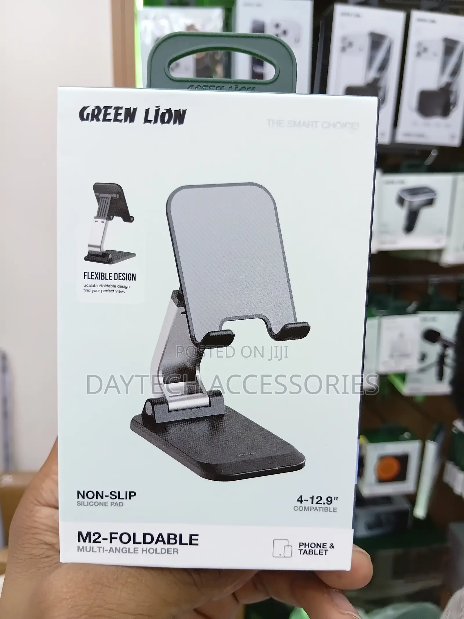 Green Lion M2 Foldable Multi-Angle Phone Holder Stand - Black