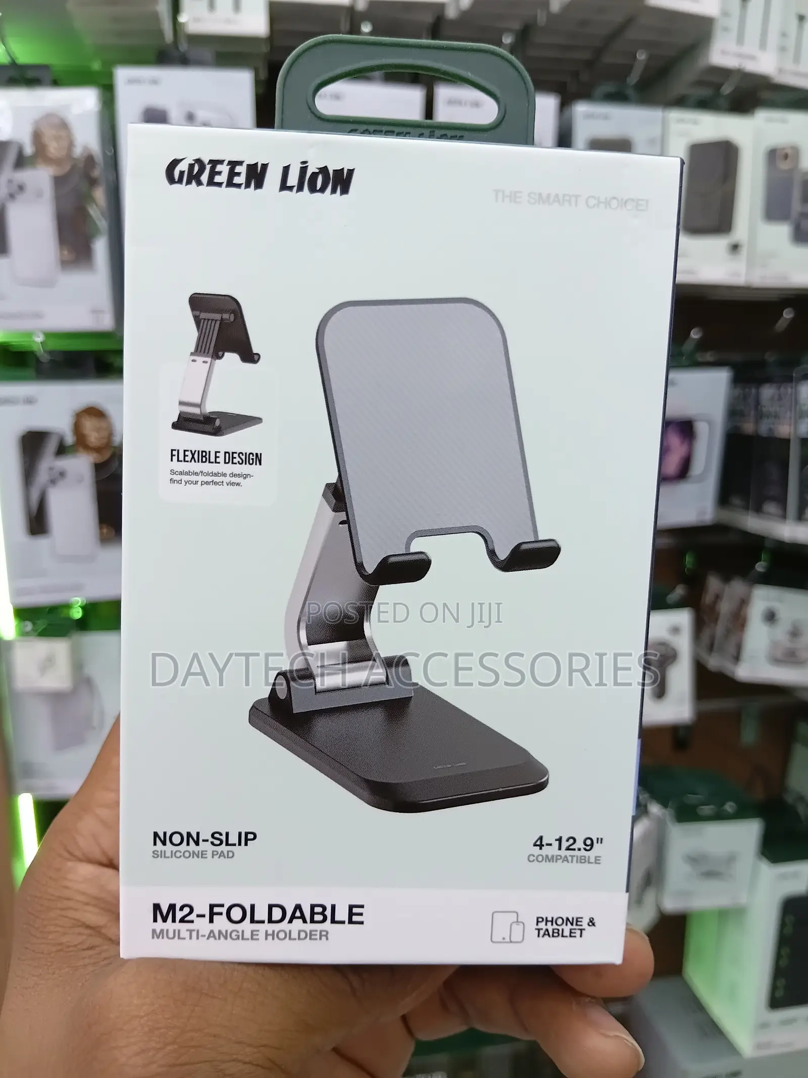 Green Lion M2 Foldable Multi-Angle Phone Holder Stand - Black