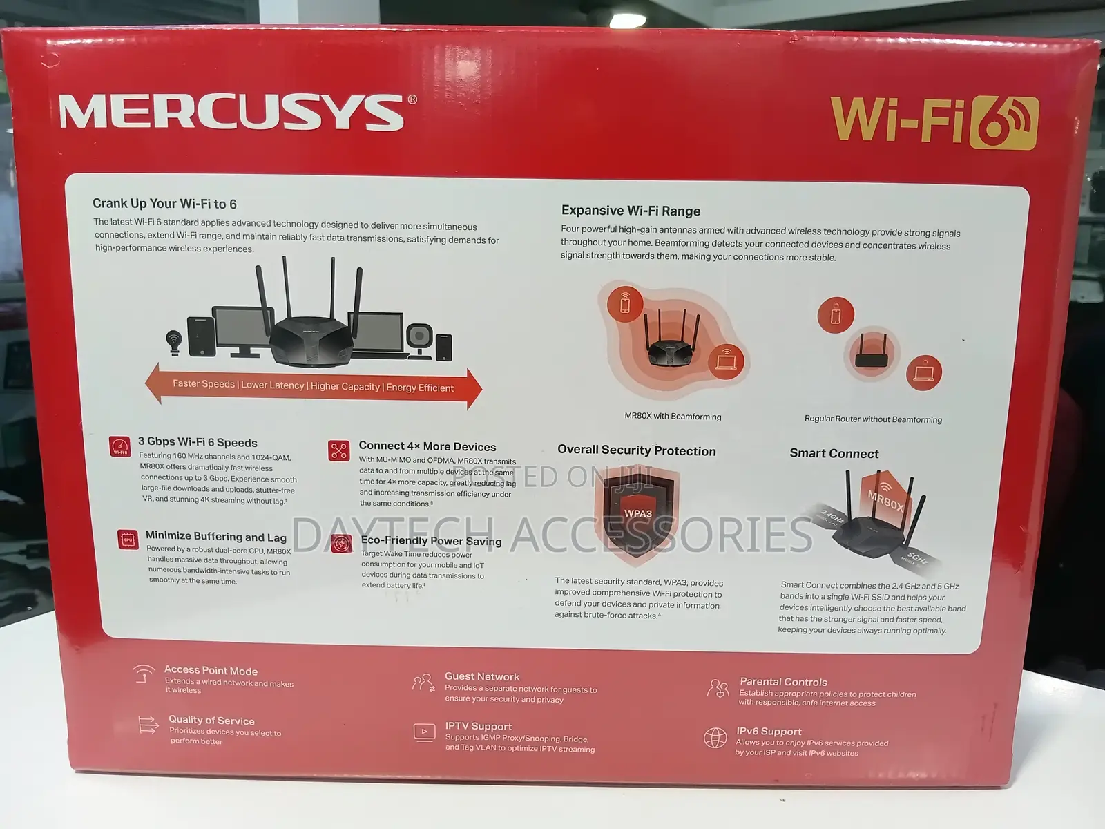 Mercusys Mr80x Ax3000 Dual-Band Wi-Fi 6 Router With Four Antennas.