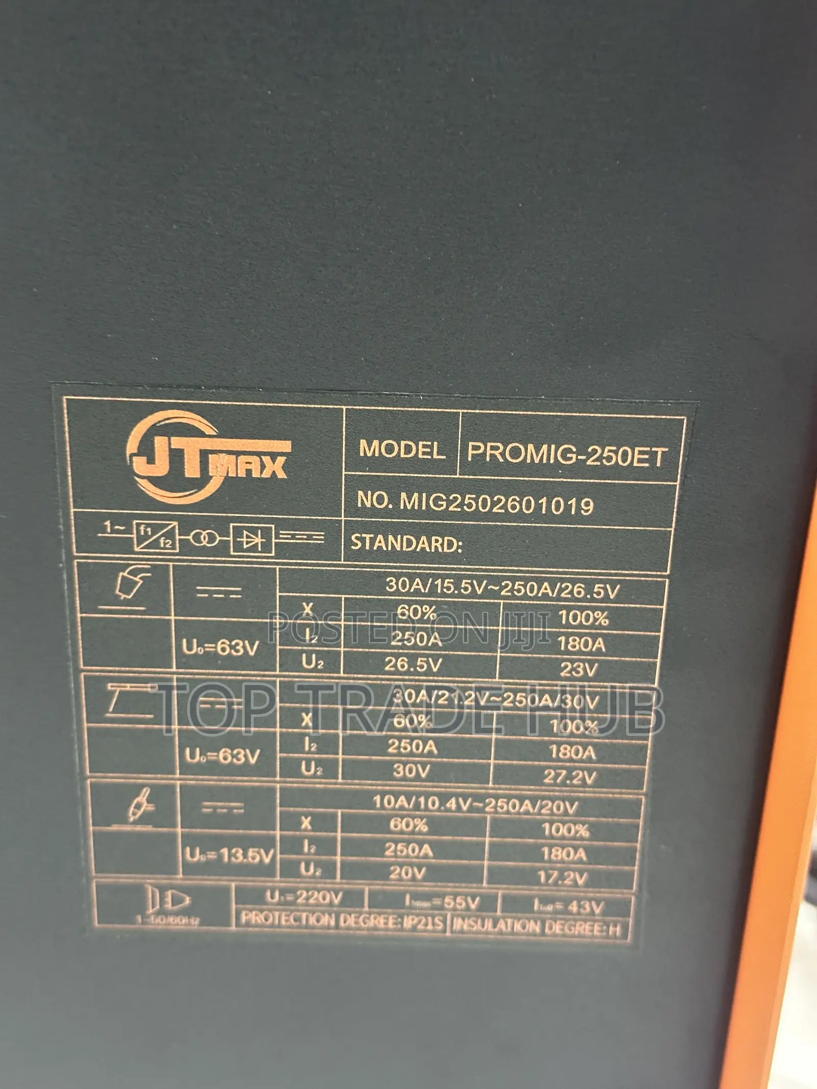 Jt Max Promig-250et 3 in 1 Mma/Mig/Tig Welding Machine 250a