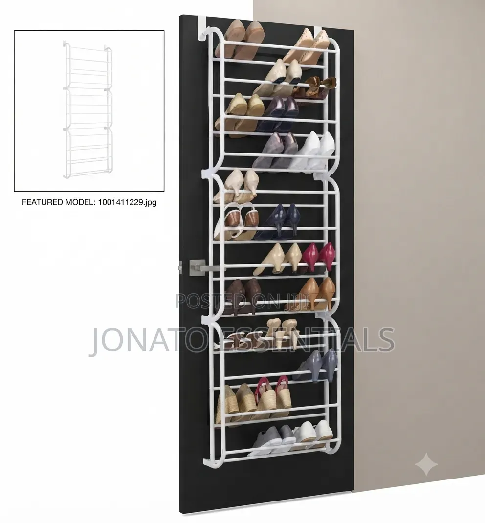 36-Pair Over the Door Shoe Rack Organizer White Space Saver