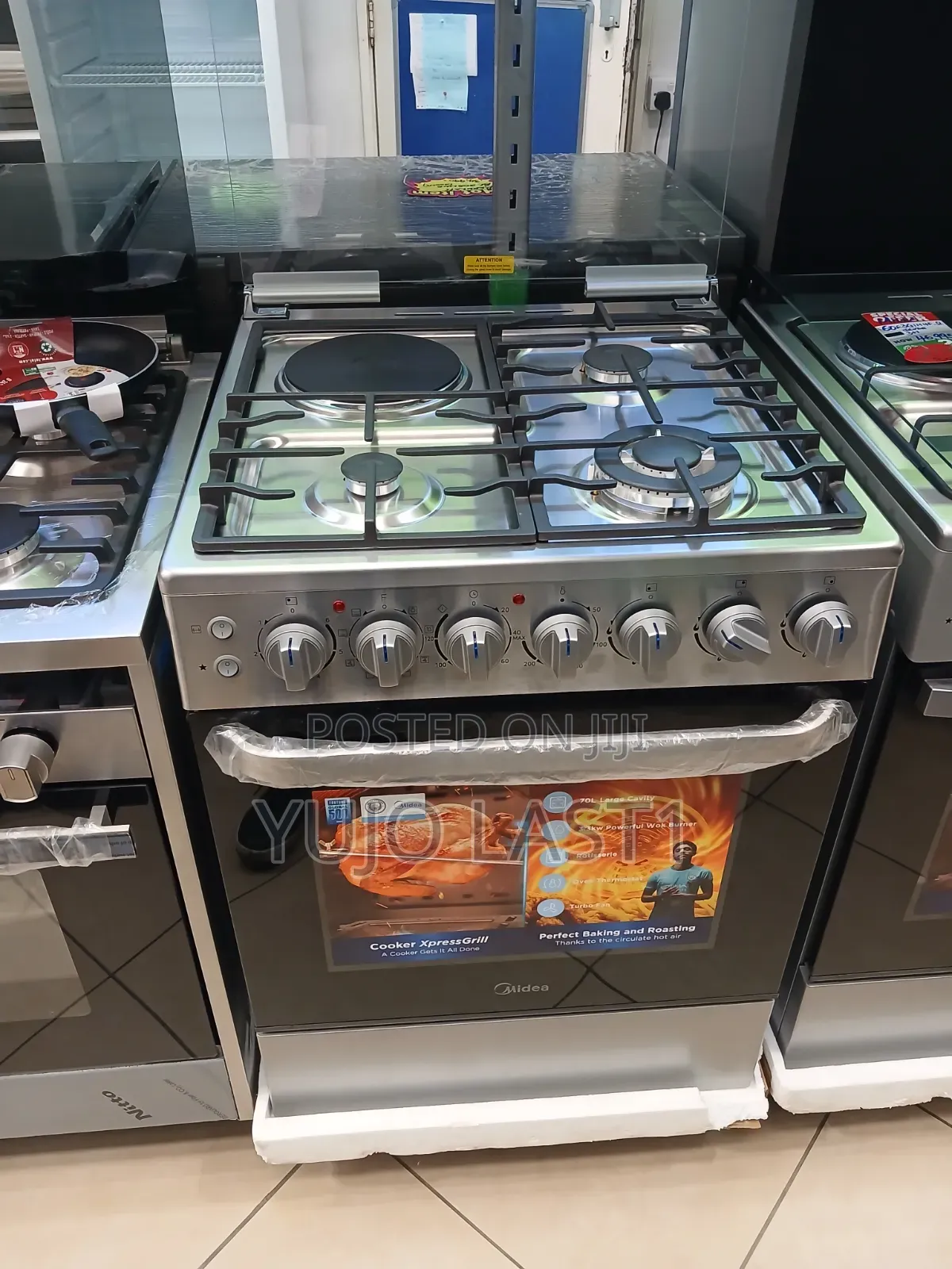 Midea Cooker With 3 Gas + 1 Electric Burners 60*60 Stainless Steel