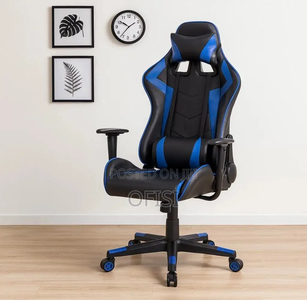 Gaming Chair; Blue Black Ergonomic Gaming Chair