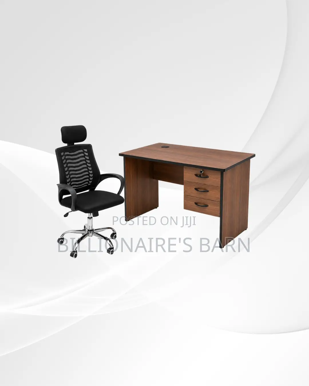 Practical 1m Desk and Headrest Mesh Chair for Tidy Working