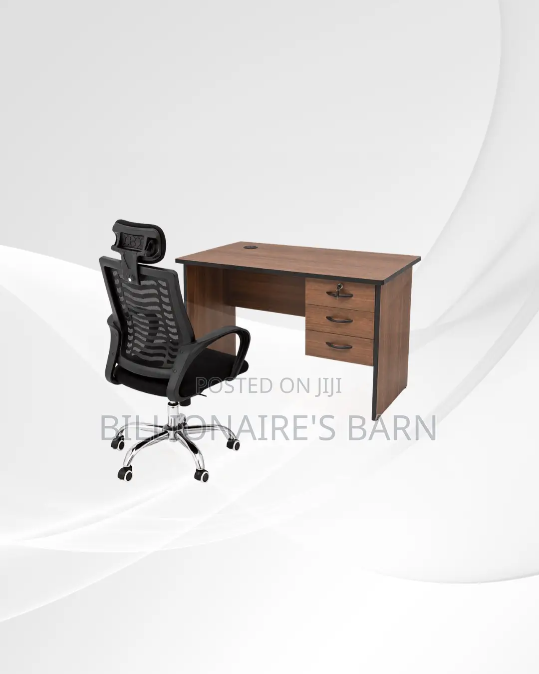 Practical 1m Desk and Headrest Mesh Chair for Tidy Working
