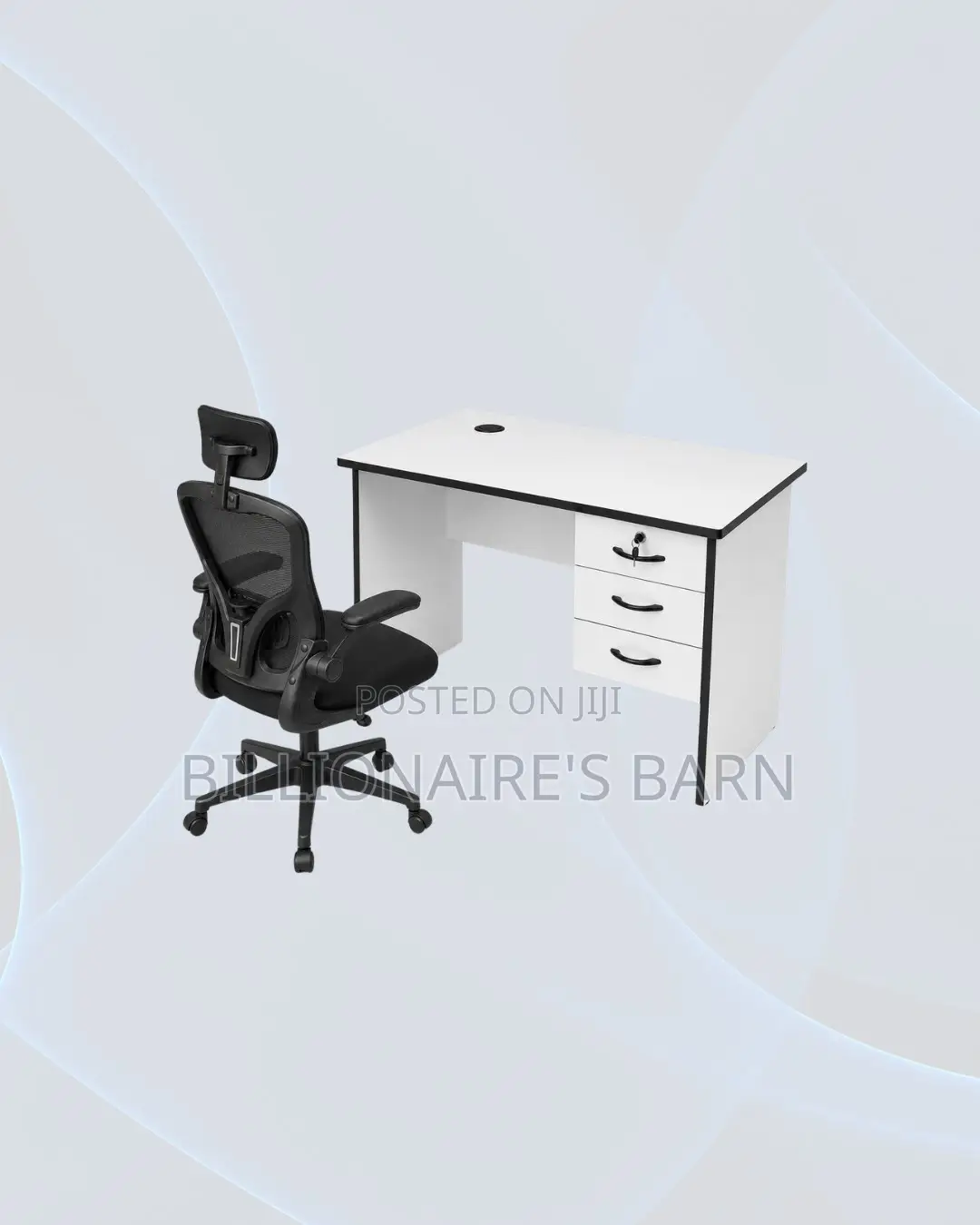 Practical 1m Desk and Black Flip-Up Arms Ergonomic Chair for Task Flow