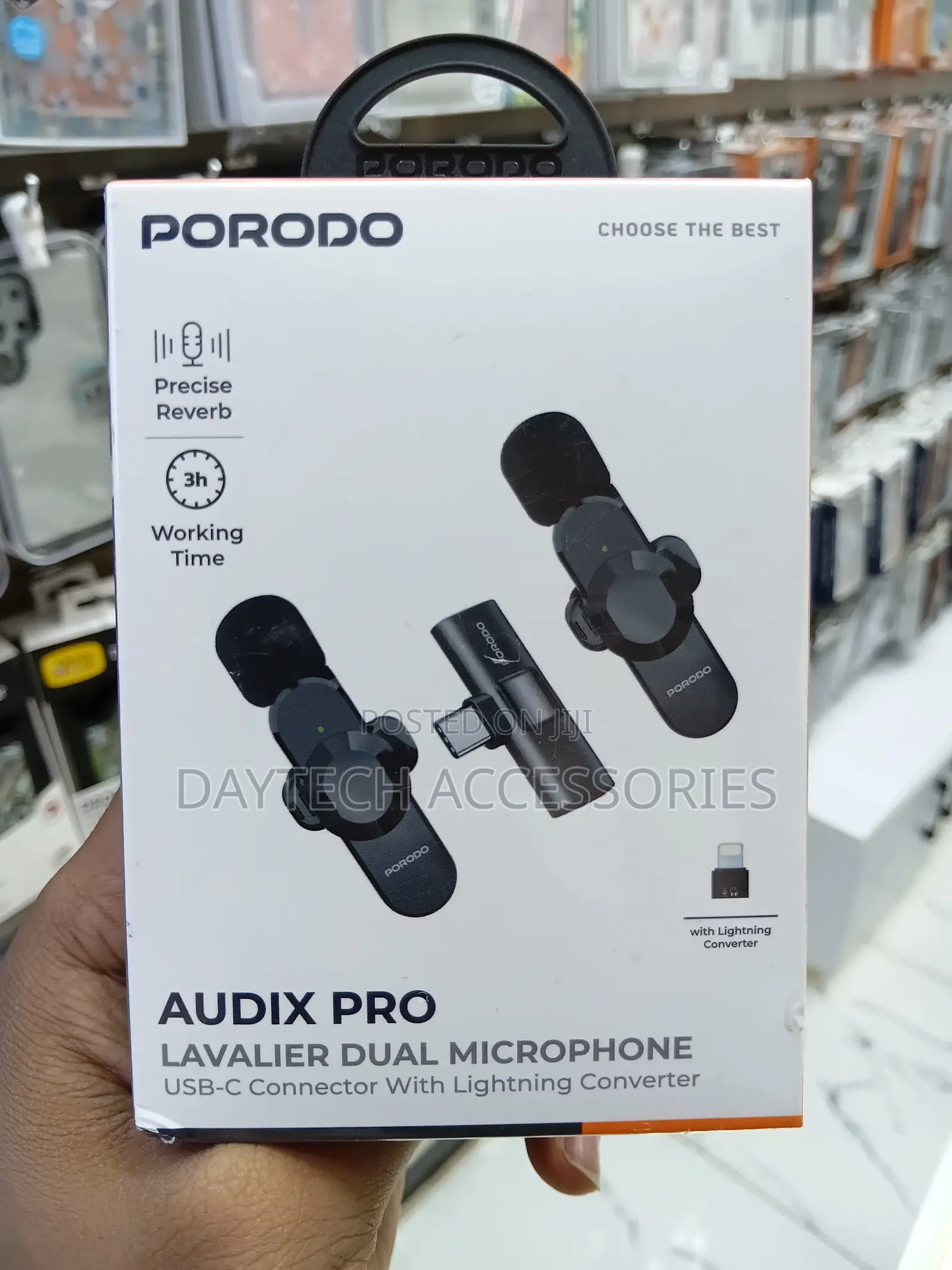 This Is a Porodo Audix Pro Lavalier Dual Microphone Set - Black