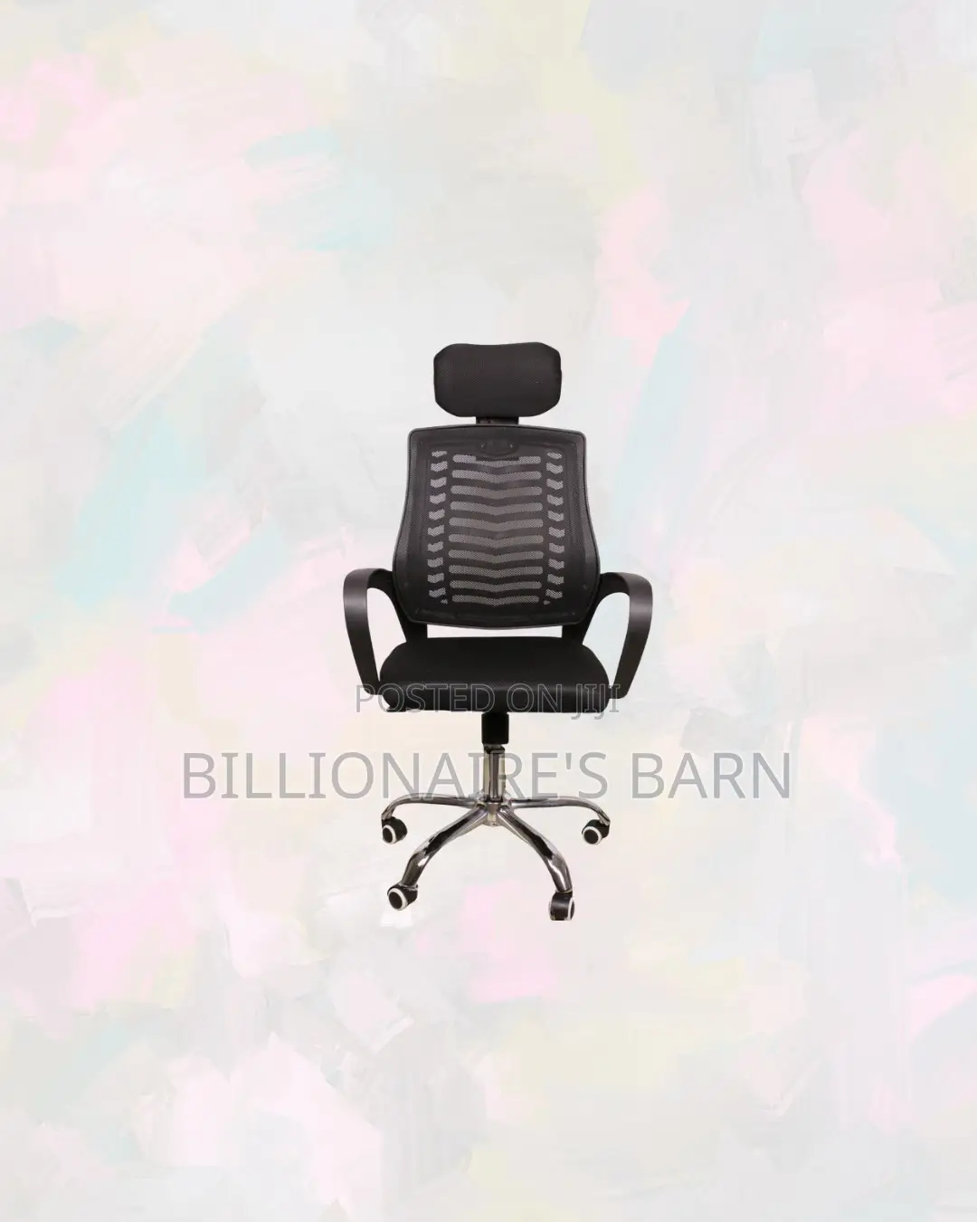 Practical Secretarial Mesh Chair With Headrest, Tidy Workspace Style