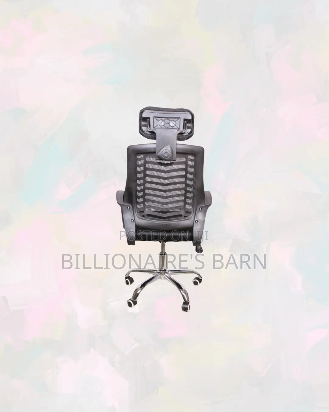 Practical Secretarial Mesh Chair With Headrest, Tidy Workspace Style
