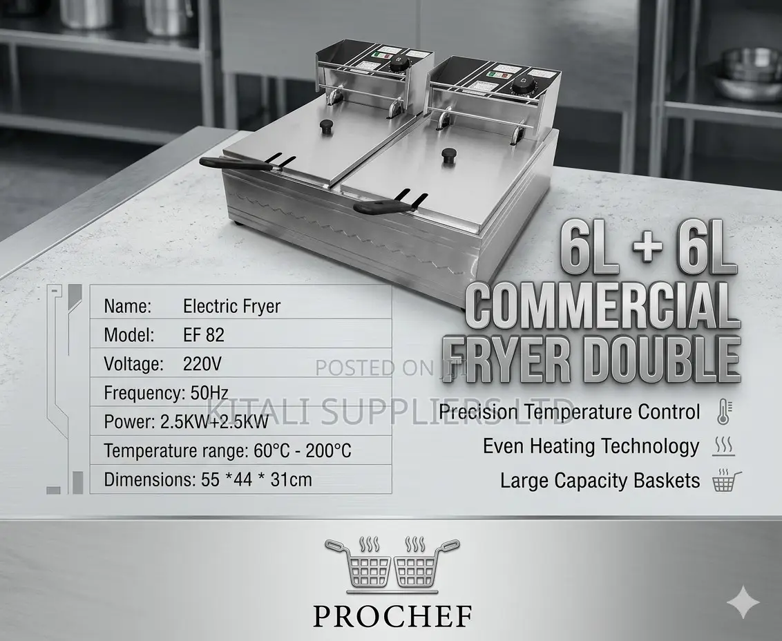 6l + 6l Double Commercial Electric Deep Fryer | Stainless Steel Fryer