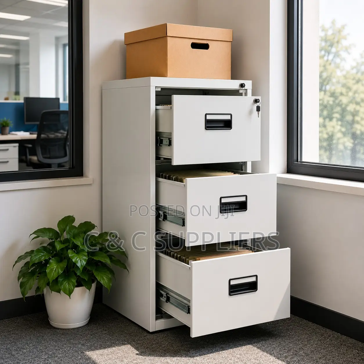 3-Drawer White Storage Locker