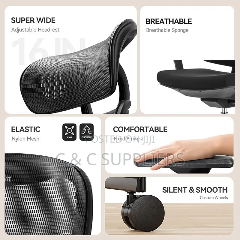 High Back Breathable Orthopedic Office Chair