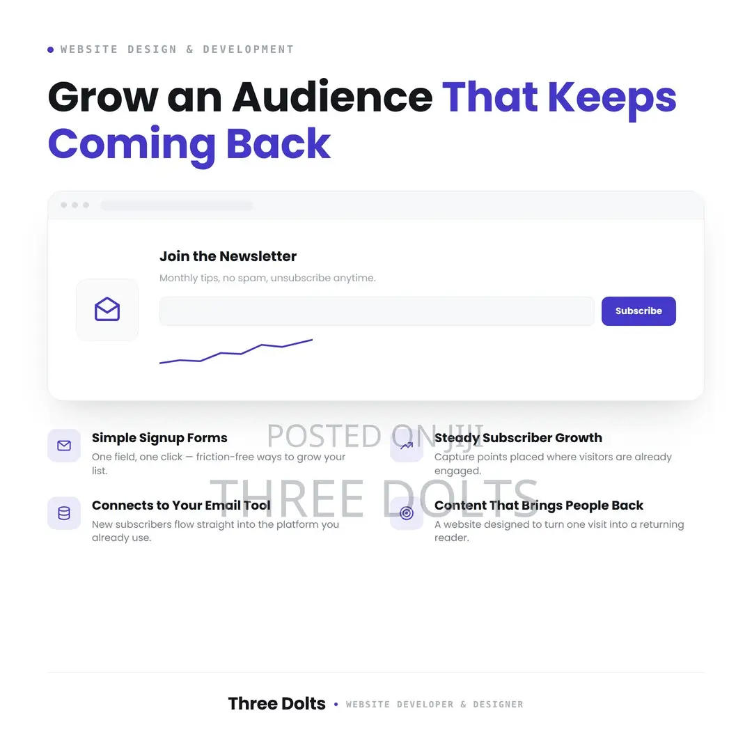 Website Design for Email Newsletter and Audience Growth