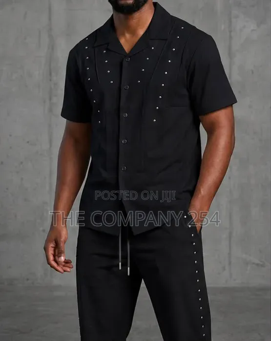 Quality Casual Designer 2 Piece Short Sleeved Shirts and Trousers