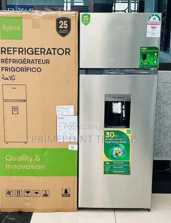 Syinix 210 LTRS Double Door Fridge With Water Dispenser Inbuilt Guard