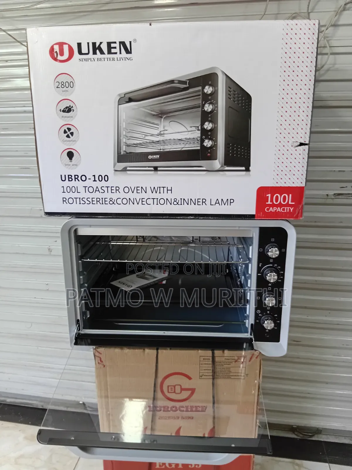 Uken 100 Litres Toaster Oven With Rotisserie $Convection $ Inner Lamp