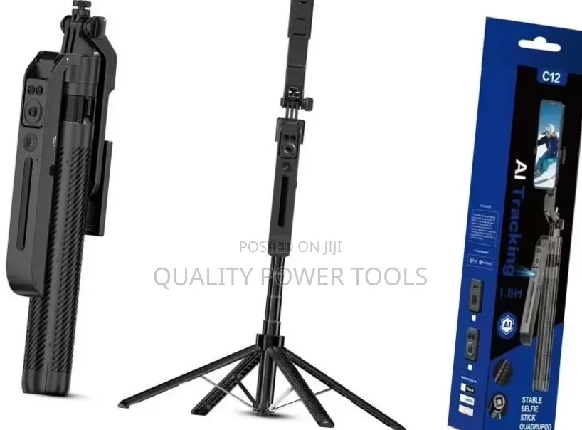 C12 Ai Tracking Selfie Stick and Tripod With Lights