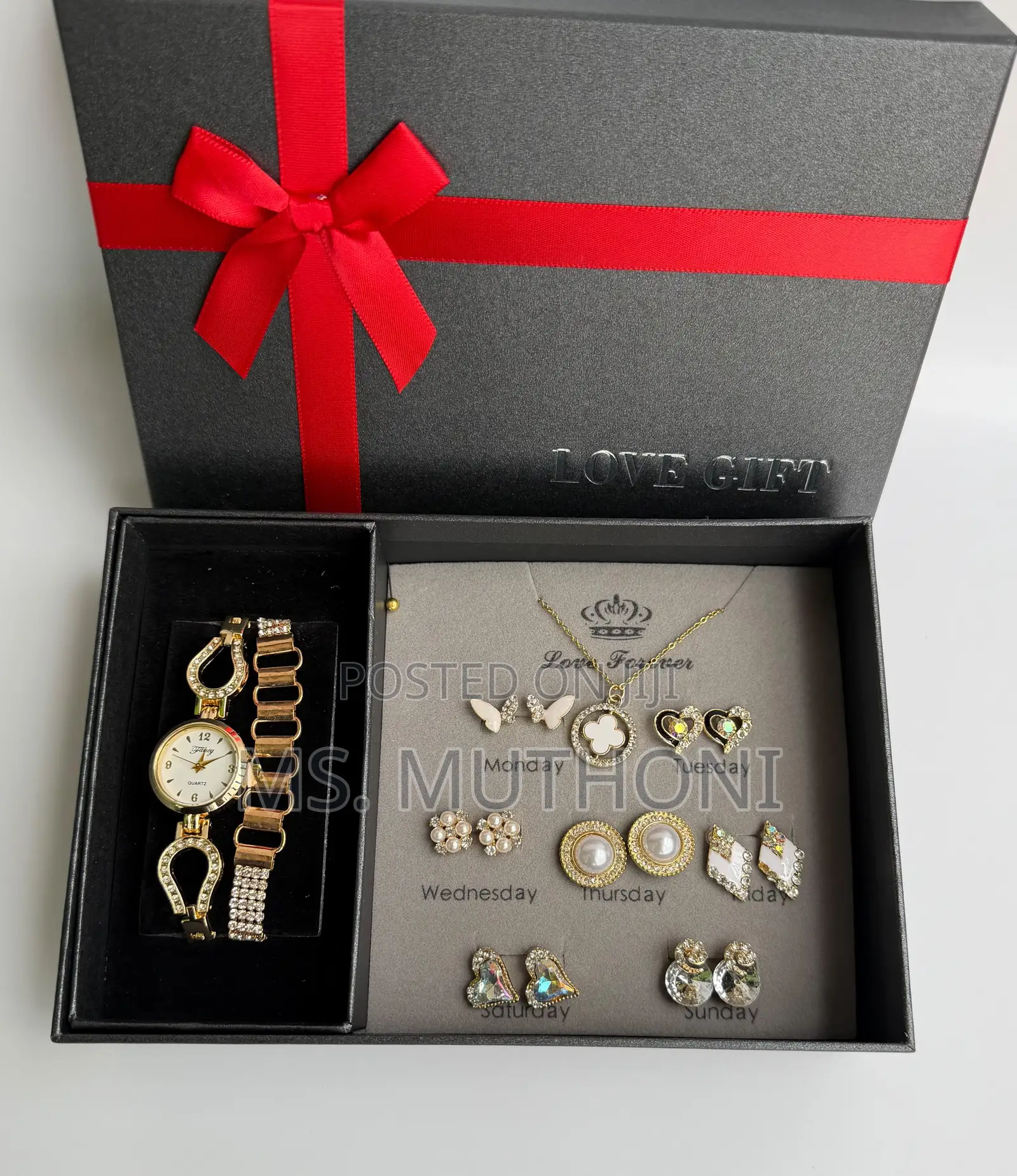 Ladies 9-Piece Daily Luxury Jewelry and Watch Set