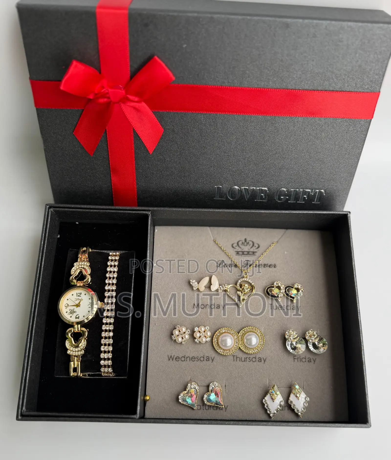 Ladies 9-Piece Daily Luxury Jewelry and Watch Set
