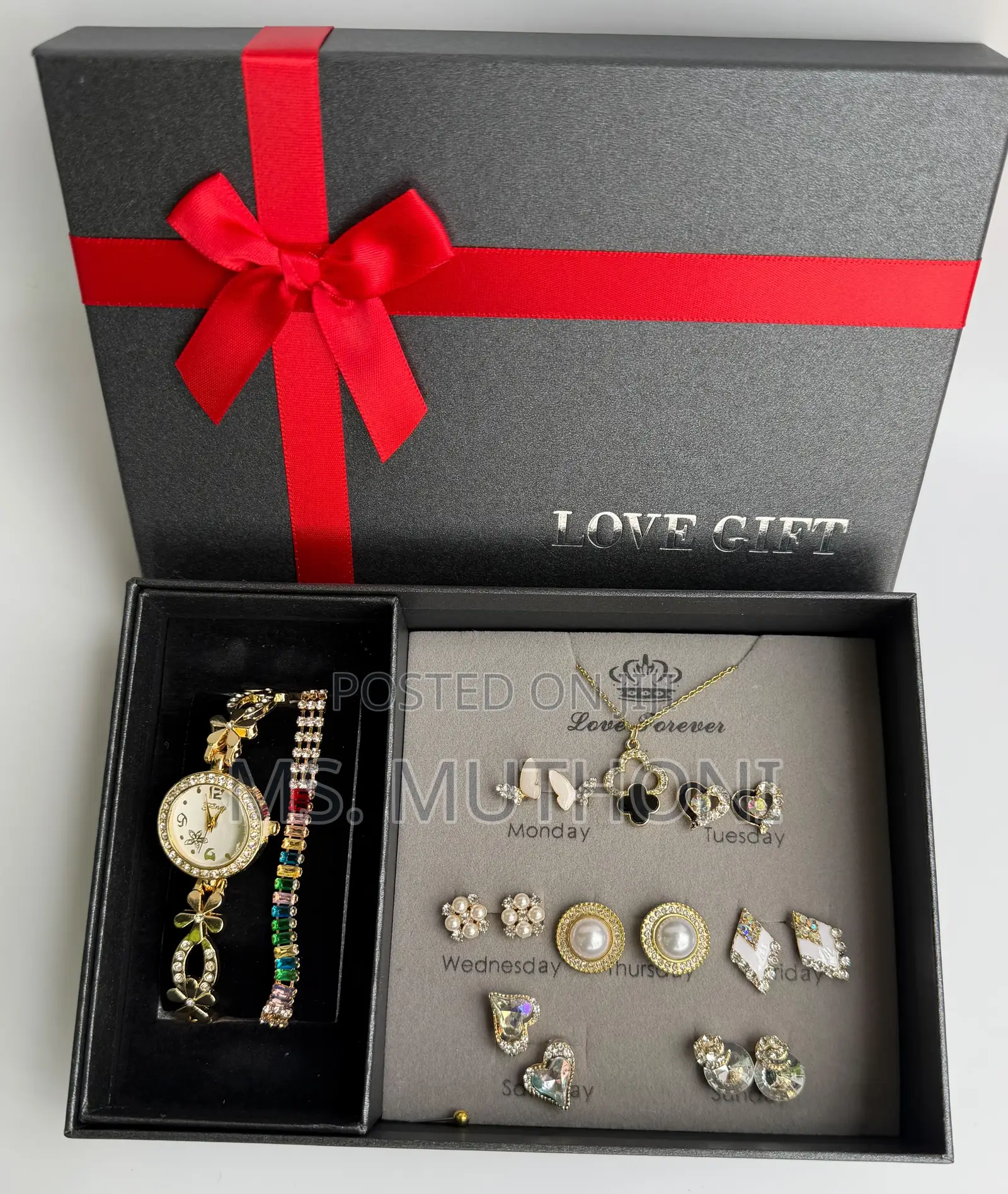 Ladies 9-Piece Daily Luxury Jewelry and Watch Set