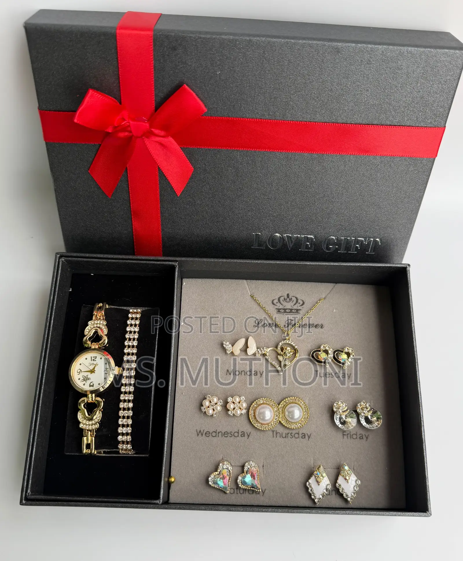 Ladies 9-Piece Daily Luxury Jewelry and Watch Set