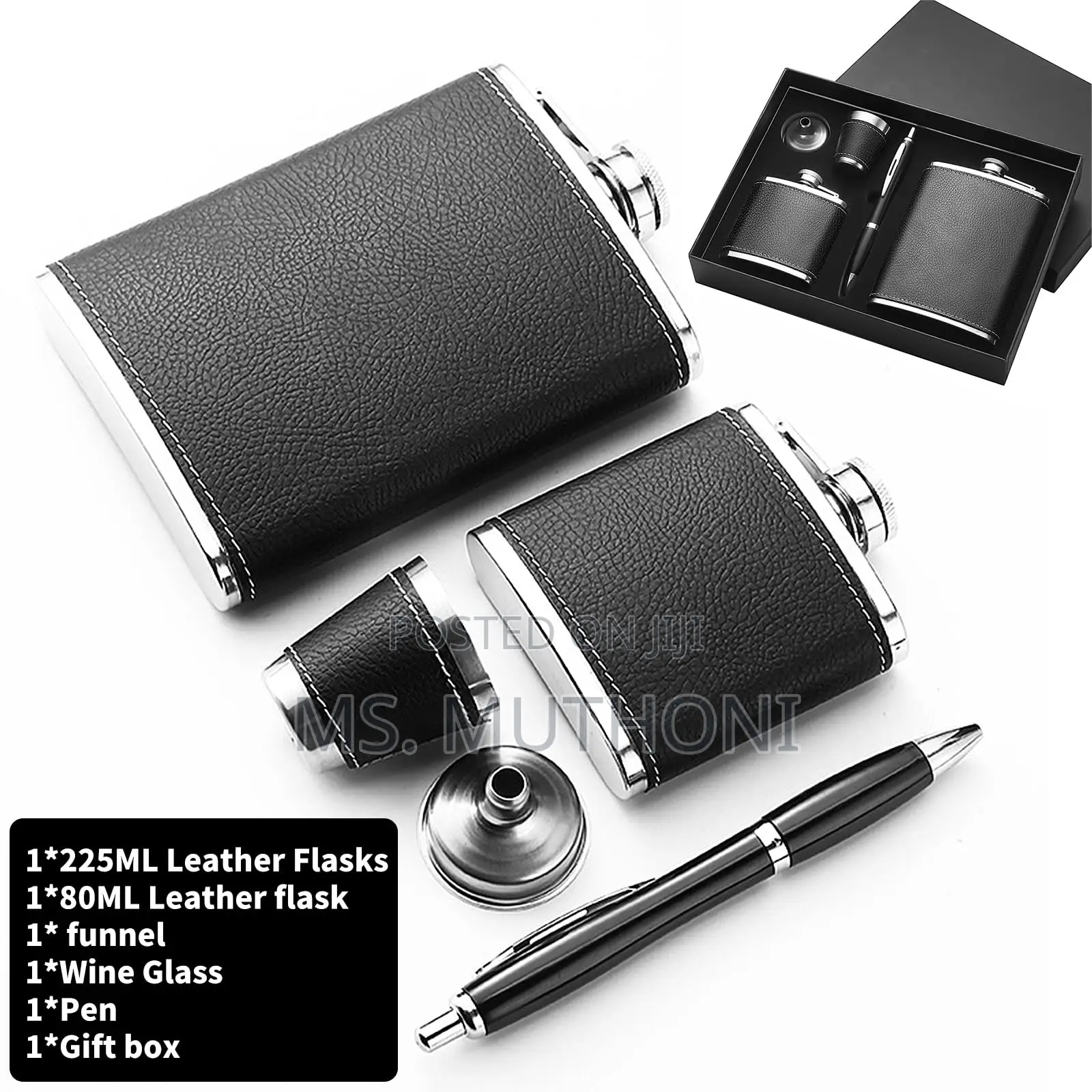 Premium Leather-wrapped Flask Men’S Gift Set