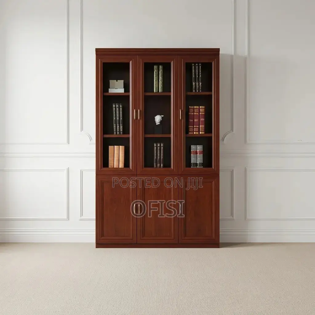 Office Cabinet; Three-Door Wooden Bookshelf