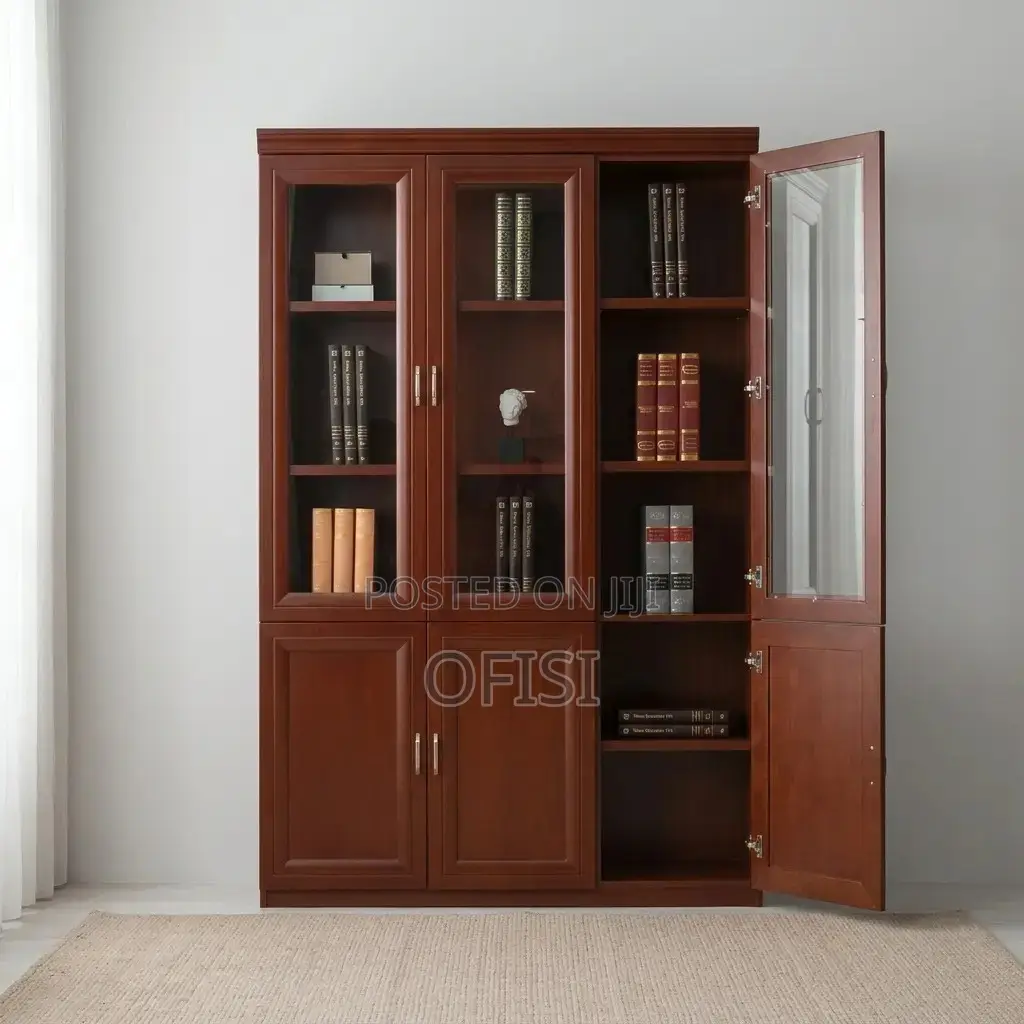 Office Cabinet; Three-Door Wooden Bookshelf