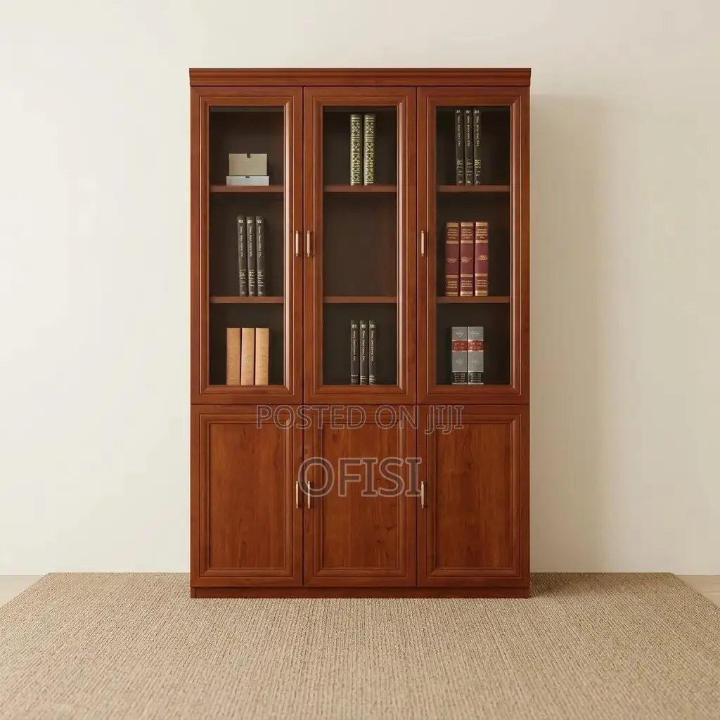 Office Cabinet; Three-Door Wooden Bookshelf