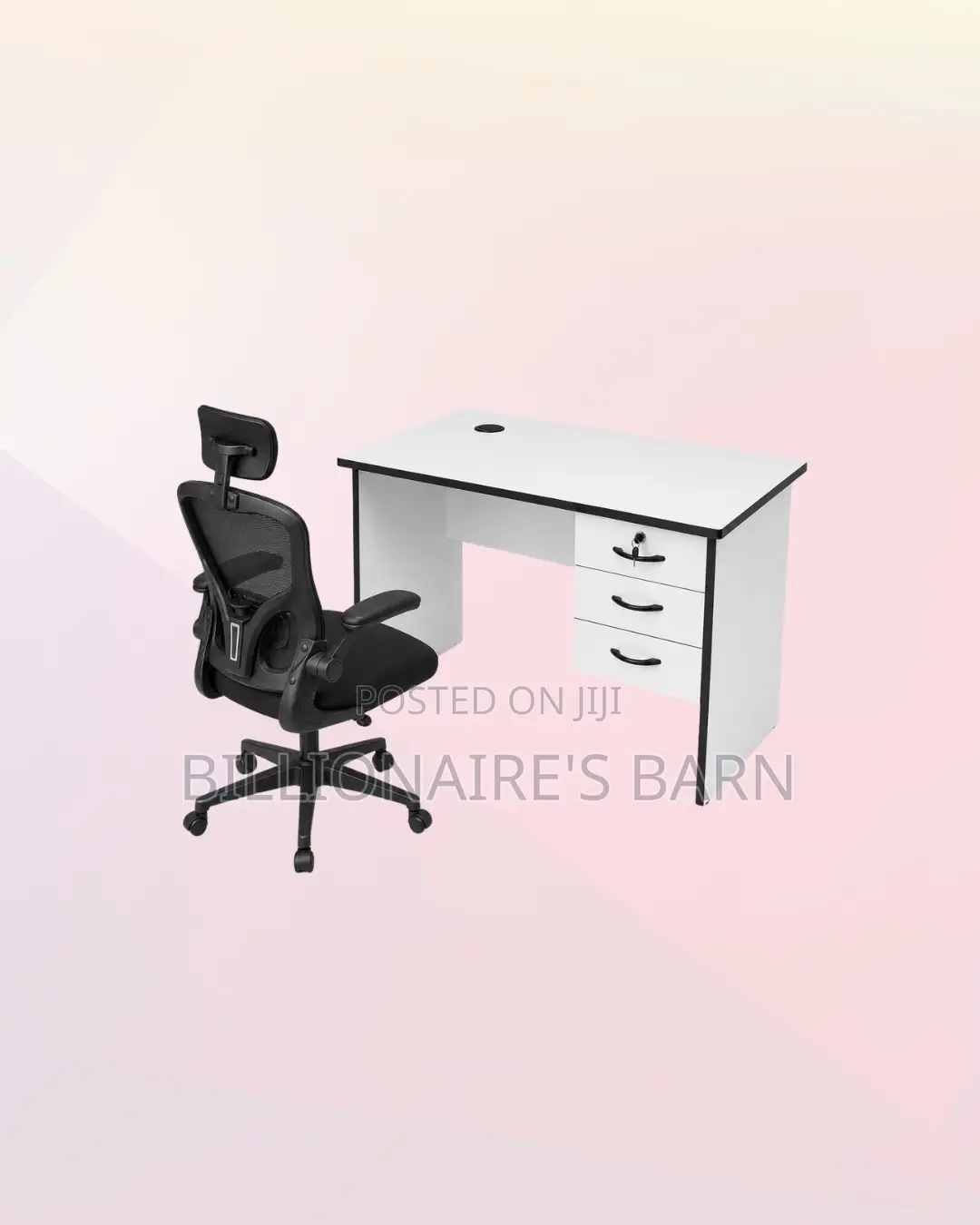 Practical Desk and Black Flip-Up Arms Ergonomic Chair for Daily Tasks